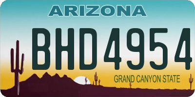 AZ license plate BHD4954