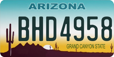 AZ license plate BHD4958