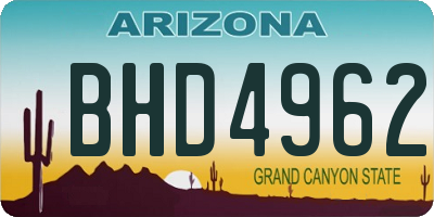 AZ license plate BHD4962