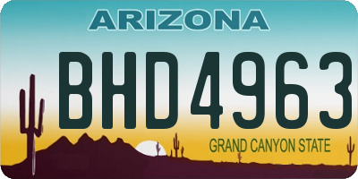 AZ license plate BHD4963
