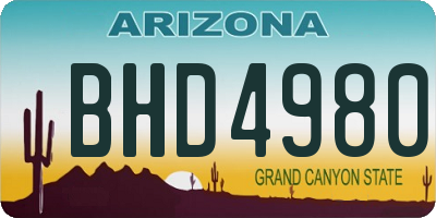 AZ license plate BHD4980