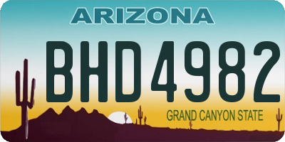AZ license plate BHD4982
