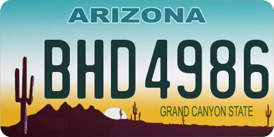 AZ license plate BHD4986