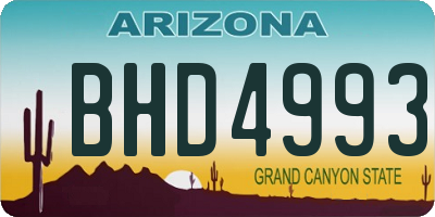 AZ license plate BHD4993