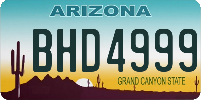 AZ license plate BHD4999