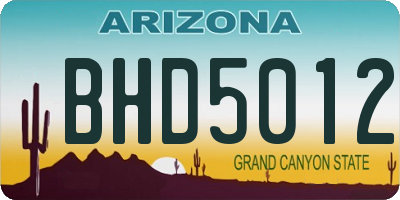 AZ license plate BHD5012