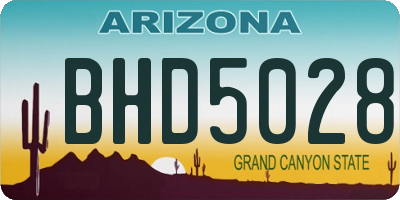 AZ license plate BHD5028