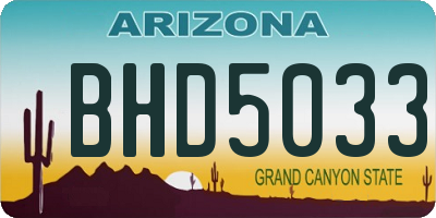 AZ license plate BHD5033
