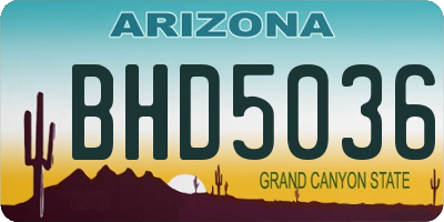 AZ license plate BHD5036