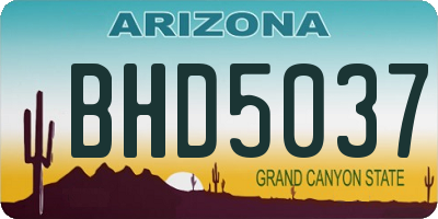 AZ license plate BHD5037