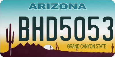 AZ license plate BHD5053