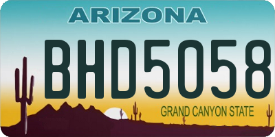 AZ license plate BHD5058
