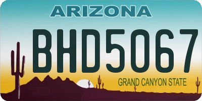 AZ license plate BHD5067
