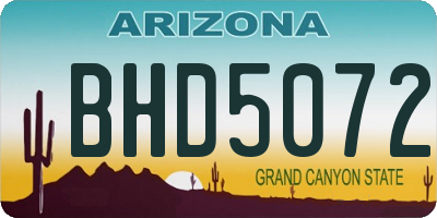 AZ license plate BHD5072