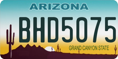 AZ license plate BHD5075