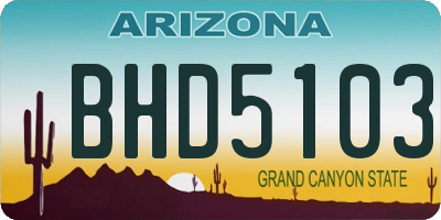 AZ license plate BHD5103