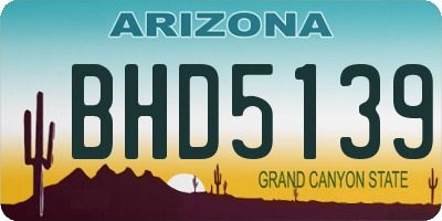 AZ license plate BHD5139