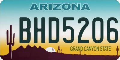 AZ license plate BHD5206