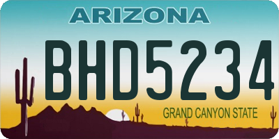 AZ license plate BHD5234