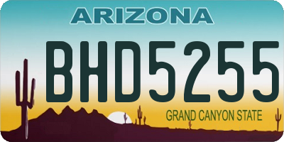 AZ license plate BHD5255