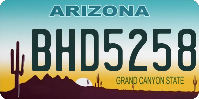 AZ license plate BHD5258