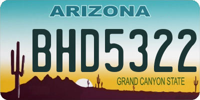 AZ license plate BHD5322
