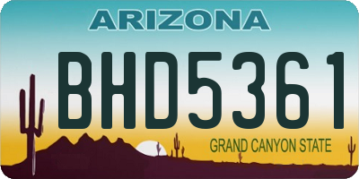 AZ license plate BHD5361