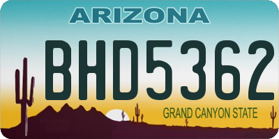 AZ license plate BHD5362