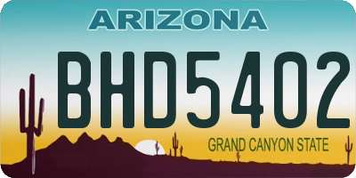 AZ license plate BHD5402
