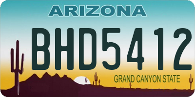 AZ license plate BHD5412