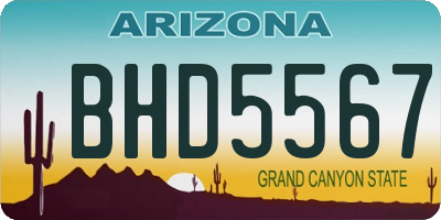 AZ license plate BHD5567