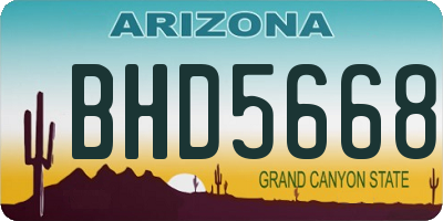 AZ license plate BHD5668