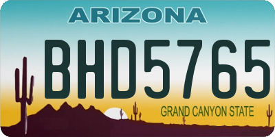 AZ license plate BHD5765