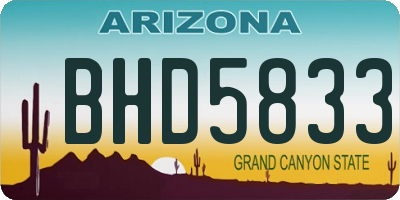 AZ license plate BHD5833