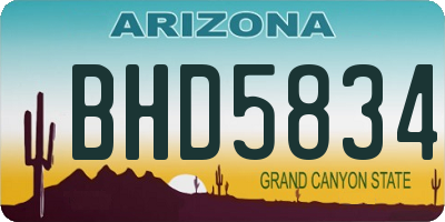 AZ license plate BHD5834