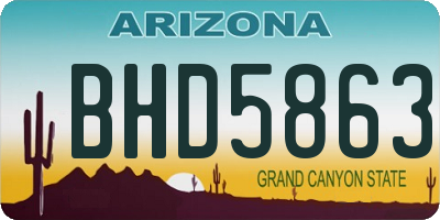AZ license plate BHD5863
