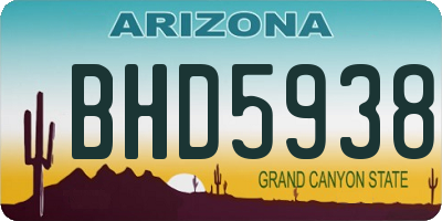 AZ license plate BHD5938