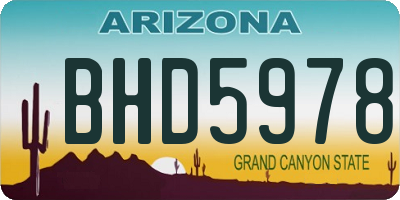 AZ license plate BHD5978