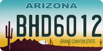 AZ license plate BHD6012