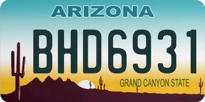 AZ license plate BHD6931
