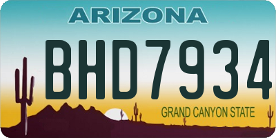 AZ license plate BHD7934