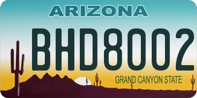 AZ license plate BHD8002