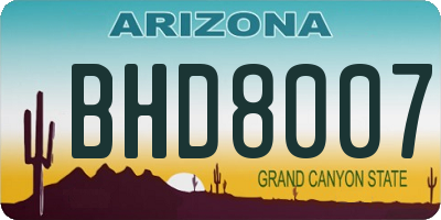 AZ license plate BHD8007