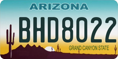 AZ license plate BHD8022