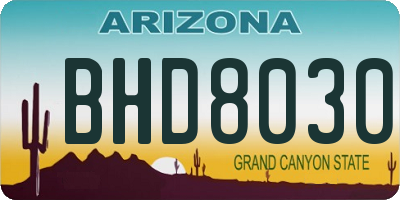 AZ license plate BHD8030