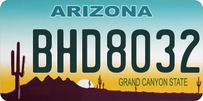 AZ license plate BHD8032