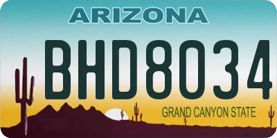 AZ license plate BHD8034