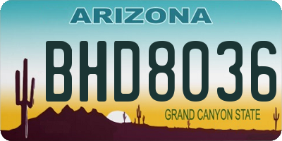 AZ license plate BHD8036