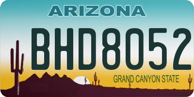 AZ license plate BHD8052