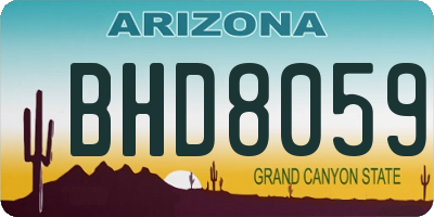 AZ license plate BHD8059